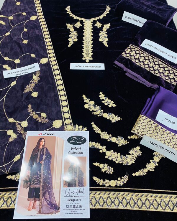 3-Piece Winter Collection with Embroidered Organza Dupatta and Shamoz Silk Trouser - Image 3