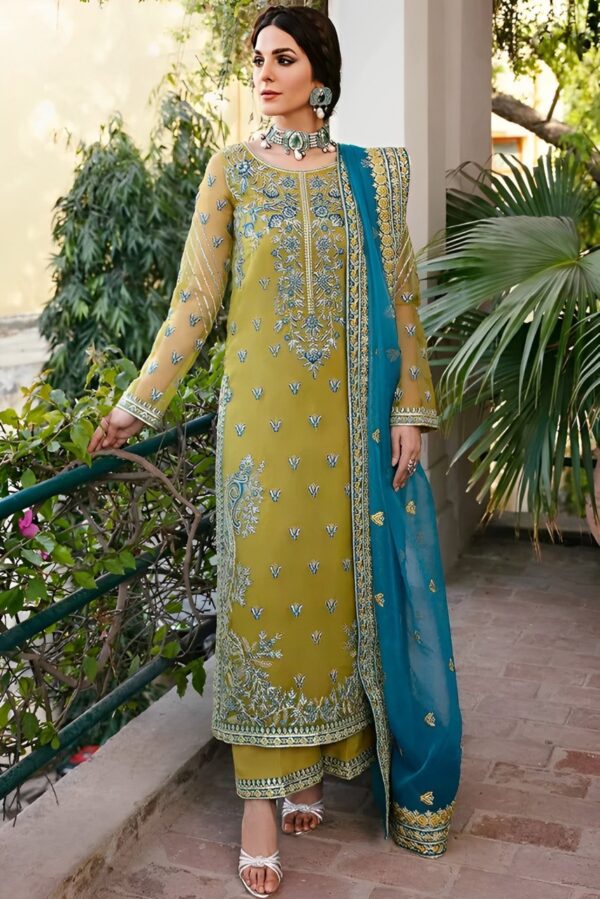 AKBAR ASLAM Unstitched Wedding 3-Piece Outfit with Heavy Embroidery