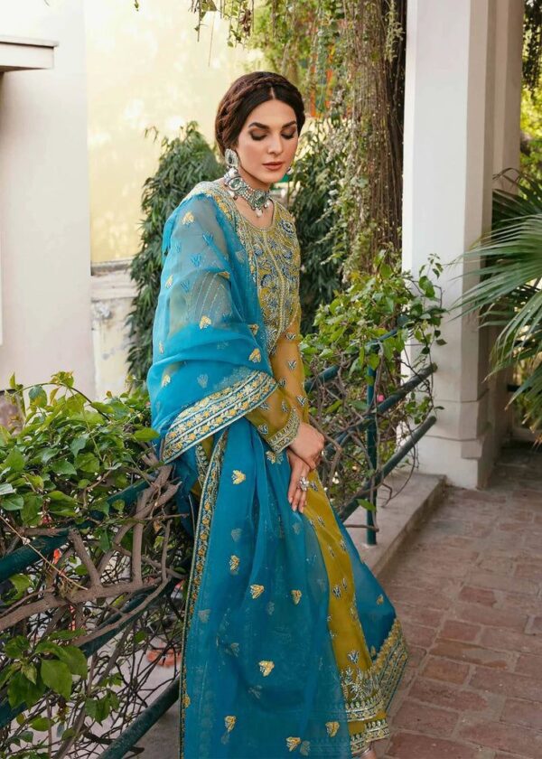 AKBAR ASLAM Unstitched Wedding 3-Piece Outfit with Heavy Embroidery - Image 3